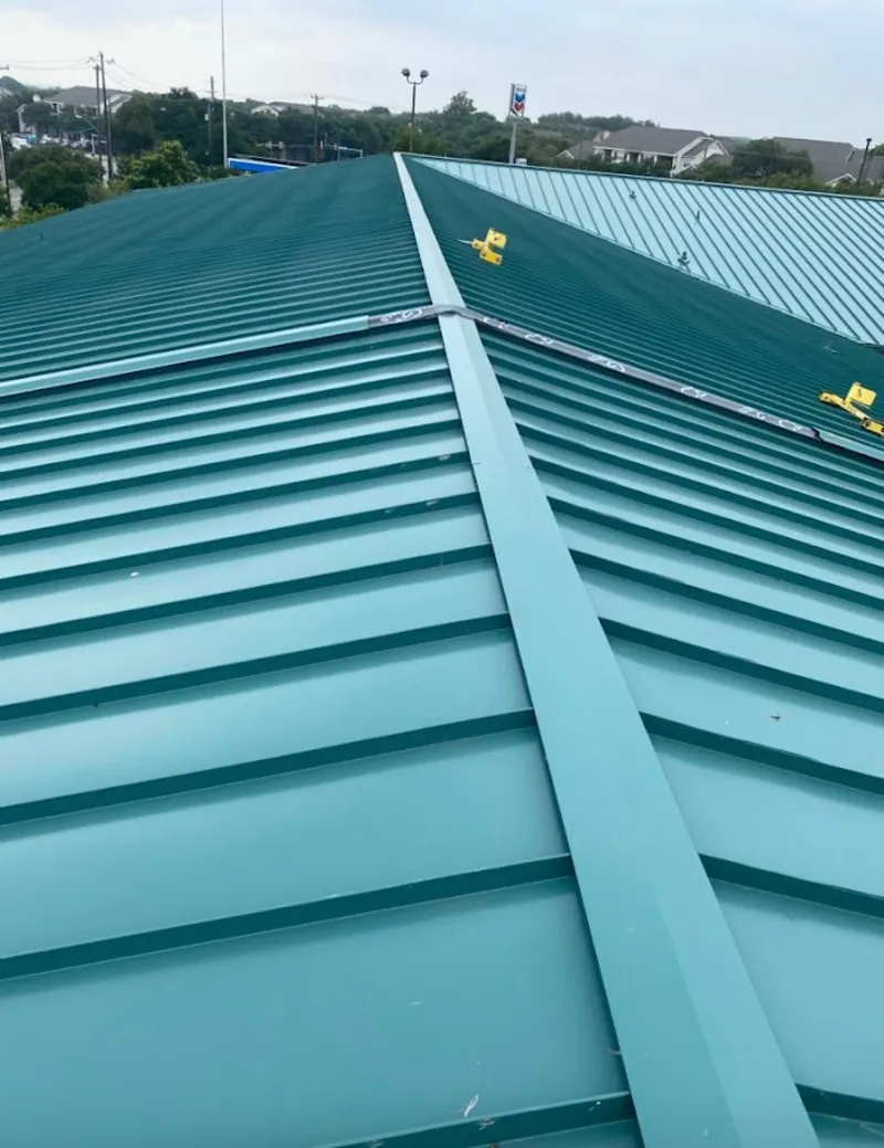 Green commercial metal roof ridge and valley for Metal Roof Repair in Union Grove